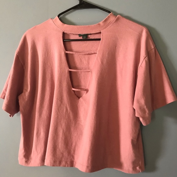 Wild Fable Distressed Rose Colored Crop Top - Picture 1 of 3